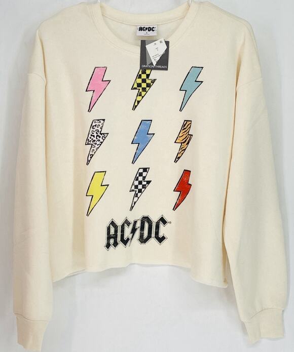 AC/DC Tops - AC/DC Grayson Threads Lightning Bolt Cropped Sweatshirt NWT Women’s S